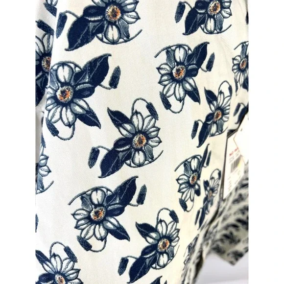 VTG Bugle Boy Mens Floral Blue Cotton Button Up Shirt Size XL Short Sleeve‎ NWT - Picture 7 of 12